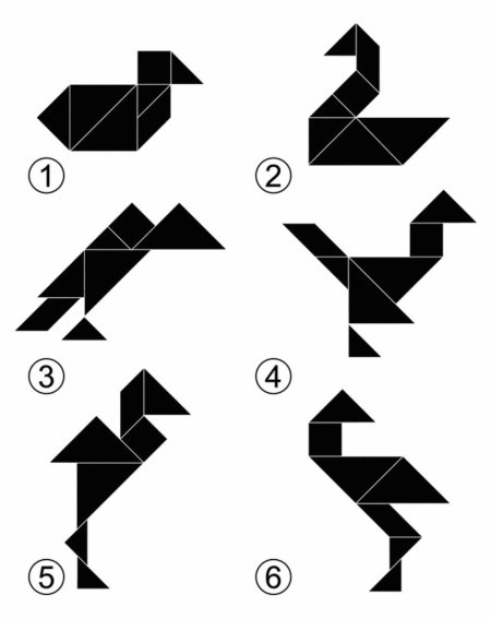 Танграм птица схема