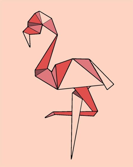 Фламинго из геометрических фигур