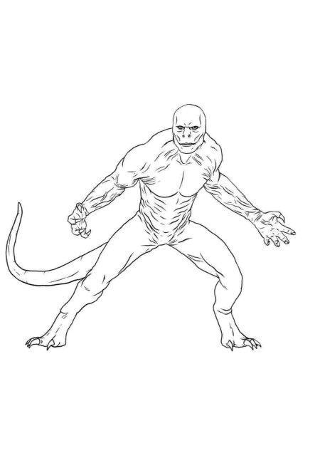 Человек ящер из человека паука раскраска