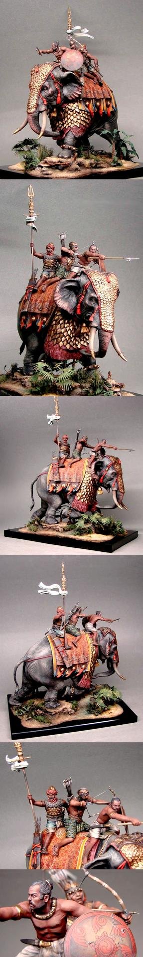 Диорама оловянная миниатюра слон