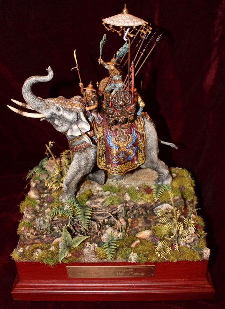 Диорама оловянная миниатюра слон