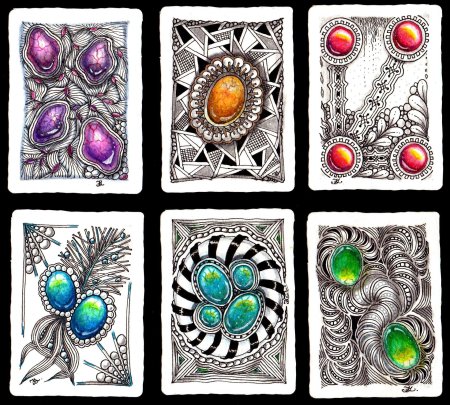 Драгоценные камни зентангл