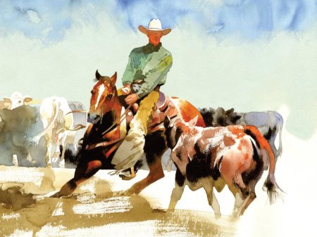 Ковбой акварель