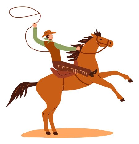 Ковбой с лассо на лошади