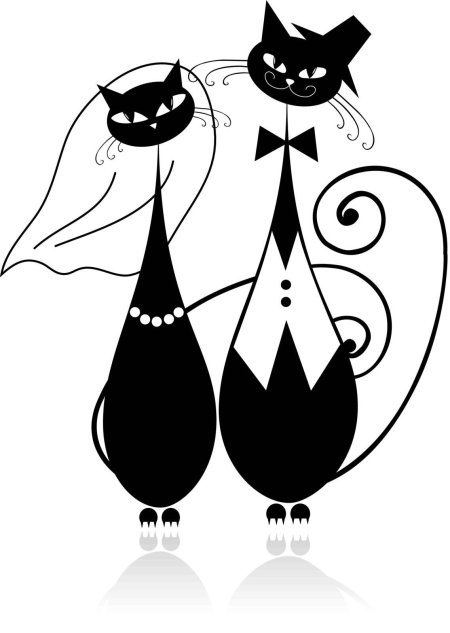 Монохромная вышивка кошки