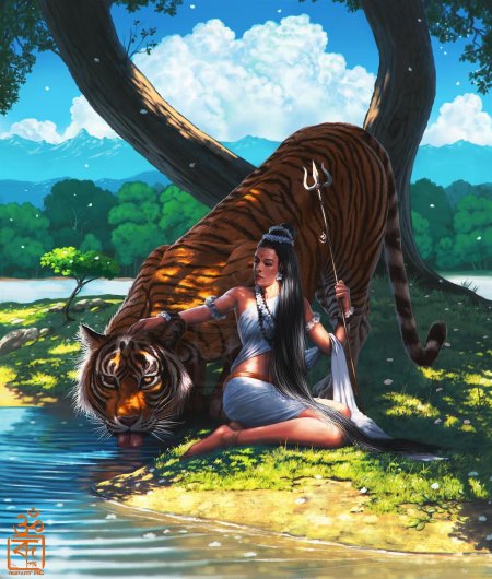 Девушка и тигр