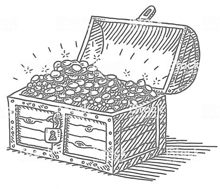 Раскраска сундук с сокровищами