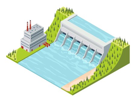 Hydroelectric power plant vector