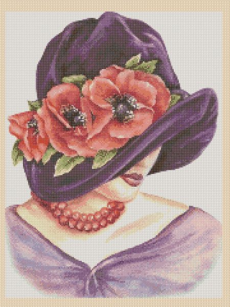 Дама в шляпке с цветами