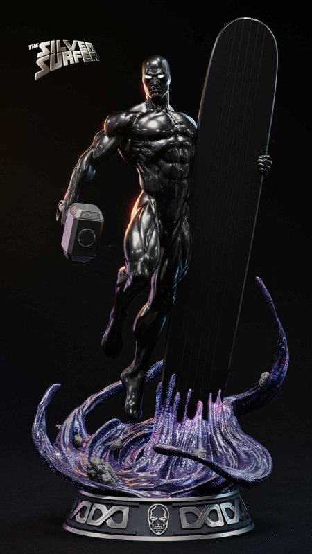 Черный серебряный серфер