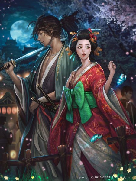 Япония гейша и самурай арт