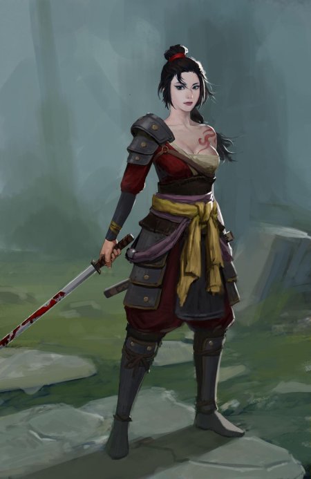 Девушка самурай арт