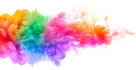 Цветной дым на белом фоне