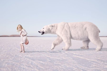 Белый медведь с человеком