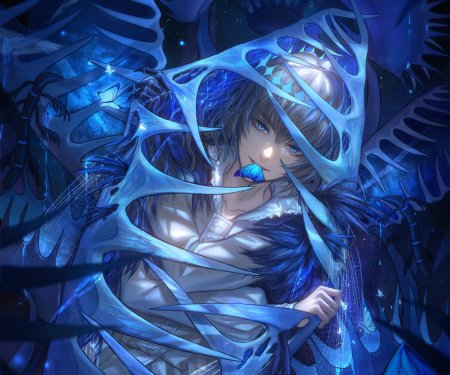 Демон с голубыми волосами