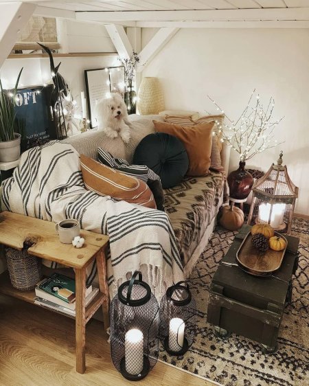 Гостиная бохо сканди