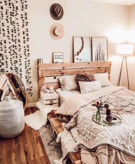 Спальня бохо сканди