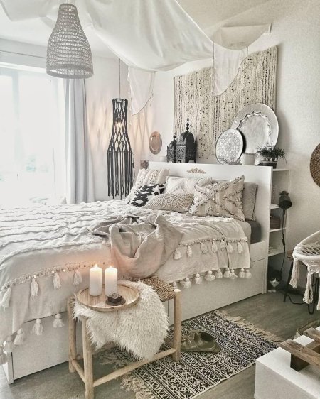 Спальня стиль бохемиан шик