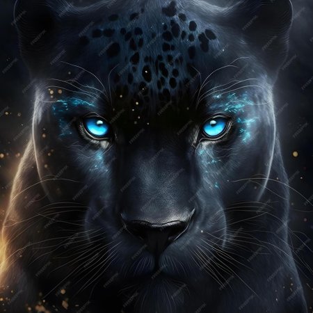 Черная пантера с голубыми глазами