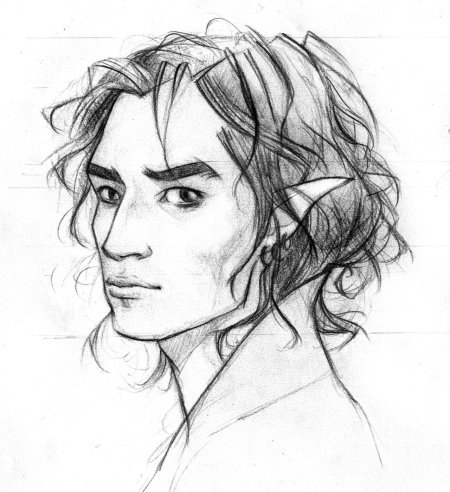 Эльф карандашом для срисовки