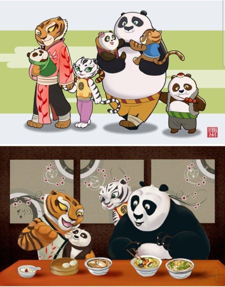 Кунг-фу панда по и тигрица и их дети