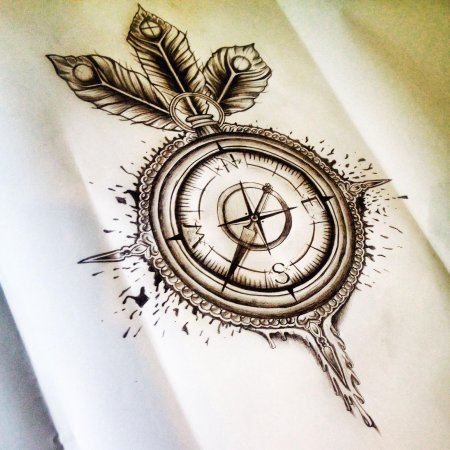 Компас тату эскиз