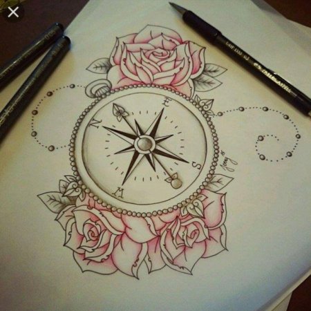 Эскиз тату компас