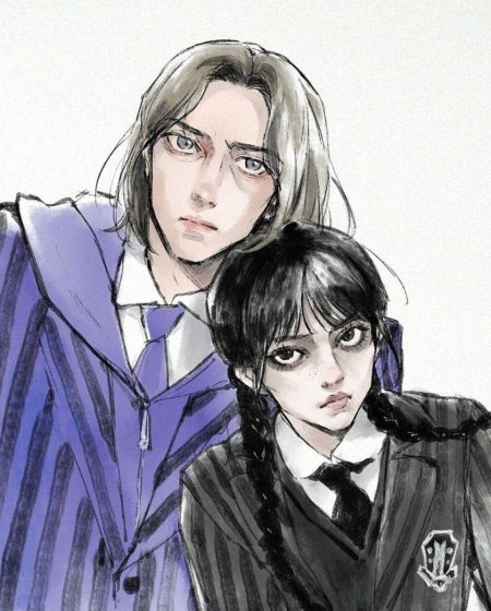 Уэнсдей и ксавье арт