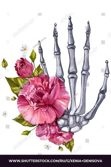 Кисть скелета с розой