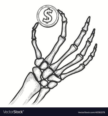 Скелет на руке рисунок