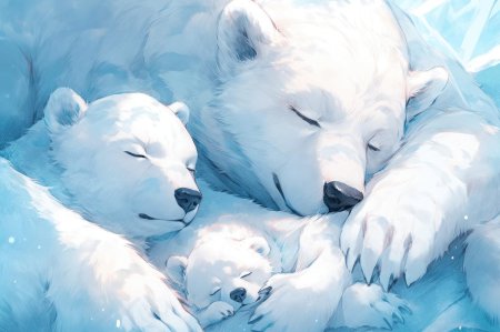 Белый медведь с медвежатами