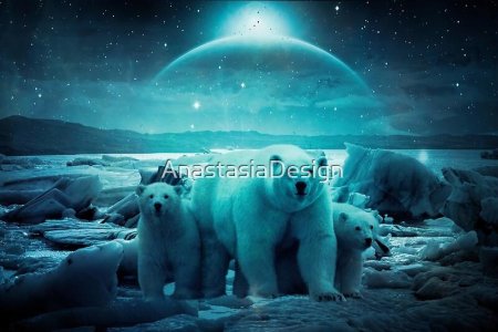 Белый медведь ночью