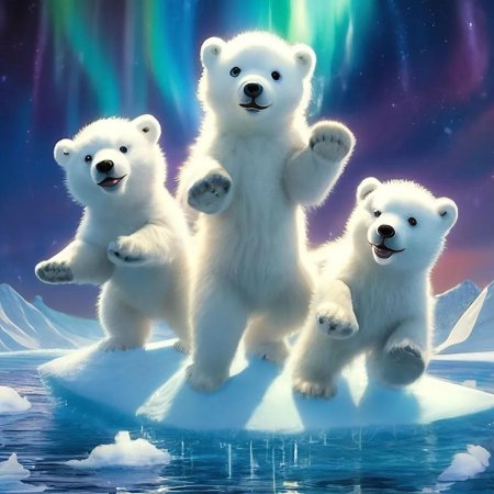 Белый медведь с медвежатами