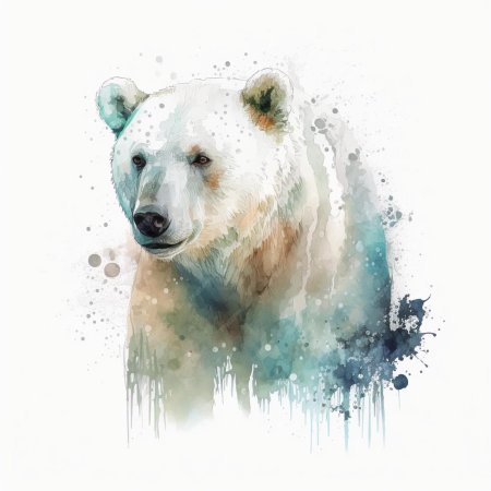 Белый медведь акварель
