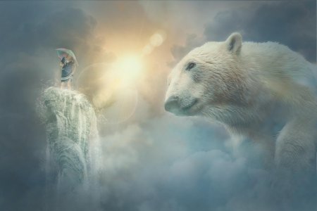 Белый медведь и девушка