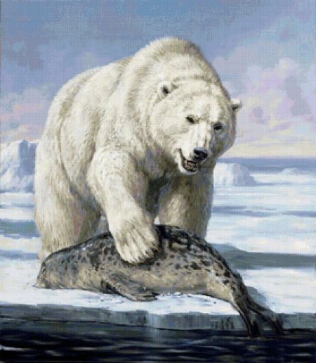 Белый медведь живопись