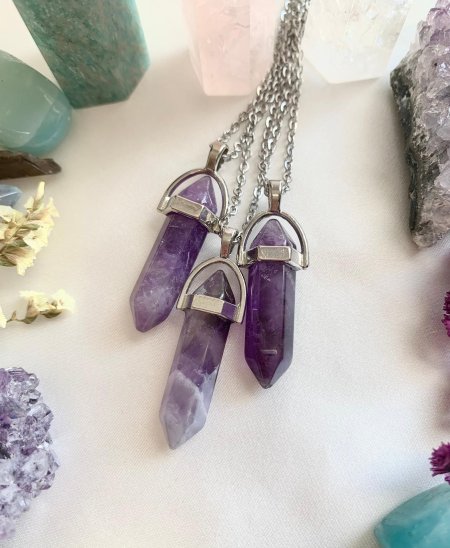 Кулон кристалл аметист маятник
