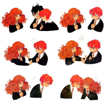 Гарри поттер рон и гермиона аниме