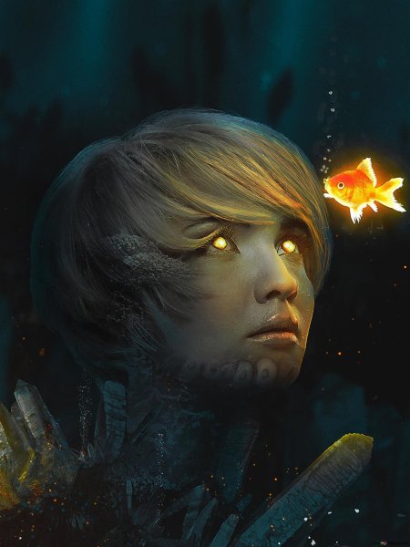 Девушка с рыбой фэнтези