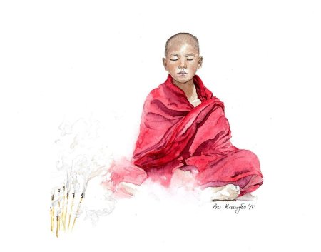 Тибетский монах медитирует