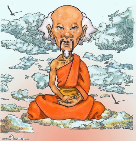 Буддийский монах в позе лотоса