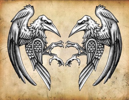 Хугин и мунин тату