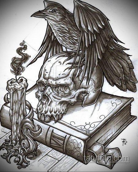 Ворон тату эскиз