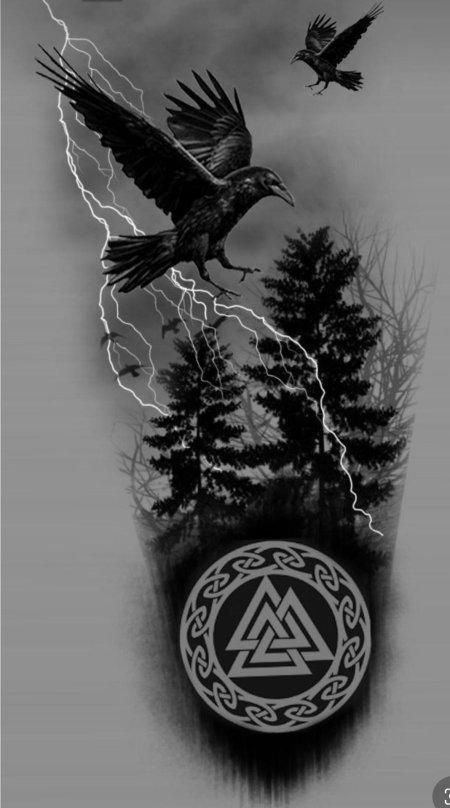 Скандинавский ворон тату
