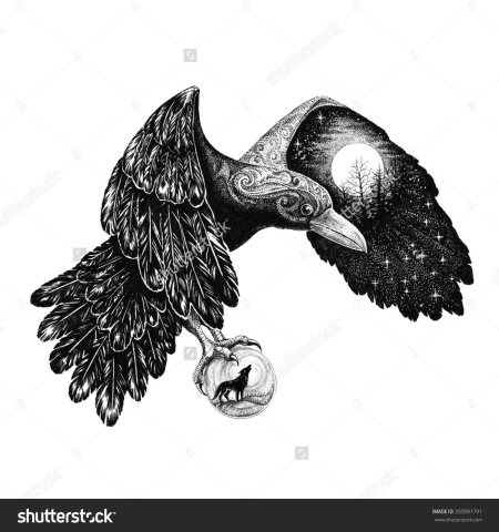 Ворон хугин тату