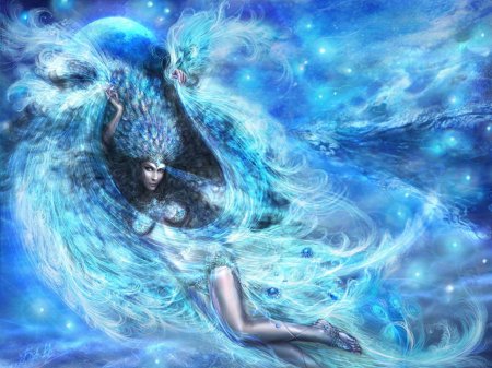 Фэнтези девушка в голубом