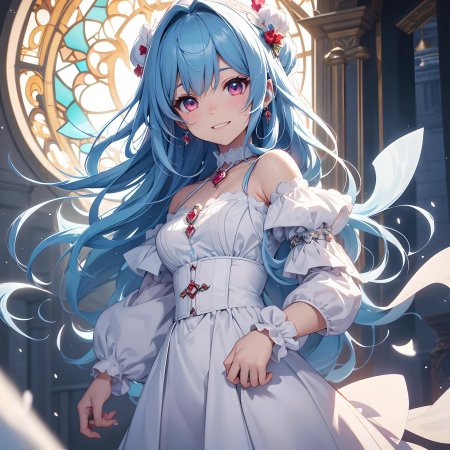 Аниме девушка с голубыми волосами