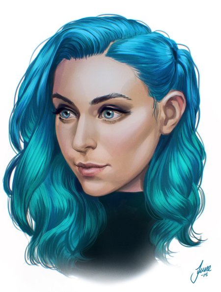 Голубыми волосами арты