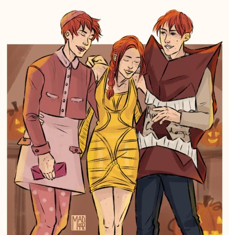 Джинни рон и близнецы уизли арт