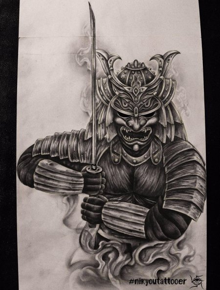 Ронин самурай демон тату